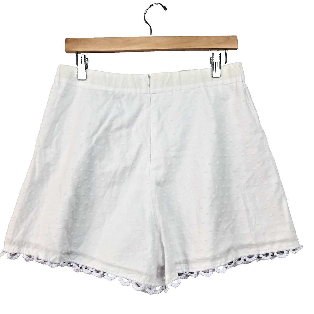 NWT Simplee Shorts Junior LARGE High Waist White Cotton Lined Crochet Hem Summer - Picture 3 of 12